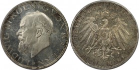 Deutsche Münzen und Medaillen ab 1871, REICHSSILBERMÜNZEN, Bayern, Ludwig III (1913-1918). 3 Mark 1914 D, Silber. Jaeger 52. Polierte Platte