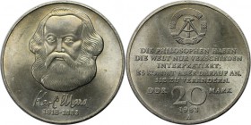Deutsche Münzen und Medaillen ab 1945, Deutsche Demokratische Republik bis 1990. 100. Todestag von Karl Marx (1818-1883). 20 Mark 1983 A, Kupfer-Nicke...