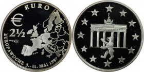 Deutsche Münzen und Medaillen ab 1945, BUNDESREPUBLIK DEUTSCHLAND. Europawochen 3.-11. Mai 1997 Berlin. 2 1/2 Euro 1997, Silber. Polierte Platte