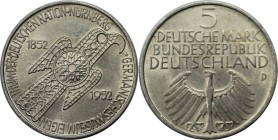 Deutsche Münzen und Medaillen ab 1945, BUNDESREPUBLIK DEUTSCHLAND. Germanisches Museum. 5 Mark 1952 D, Silber. Jaeger 388. Vorzüglich-stempelglanz