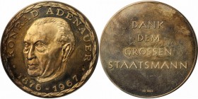 Deutsche Münzen und Medaillen ab 1945, BUNDESREPUBLIK DEUTSCHLAND. Konrad Adenauer. Medaille 1967, 1.6OZ. Silber. Polierte Platte