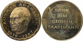 Deutsche Münzen und Medaillen ab 1945, BUNDESREPUBLIK DEUTSCHLAND. Konrad Adenauer. Medaille 1967, 0,48 OZ. Silber. Polierte Platte