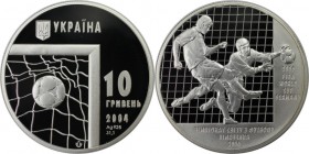 Europäische Münzen und Medaillen, Ukraine. Fußball - WM 2006 in Deutschland. 10 Hryven 2004, Silber. KM 207. Polierte Platte