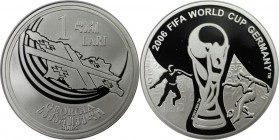 Europäische Münzen und Medaillen, Georgien / Georgia. Fußball - WM 2006 in Deutschland. 1 Lari 2004, Silber. Polierte Platte