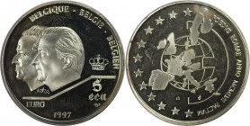 Europäische Münzen und Medaillen, Belgien / Belgium. 40 Jahre Römische Verträge - Baudouin & Albert II. 5 Ecu 1997, Silber. KM 205. Polierte Platte...