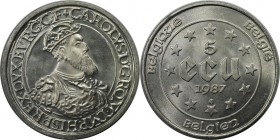 Europäische Münzen und Medaillen, Belgien / Belgium. Kaiser Karl V. 5 Ecu 1987, Silber. 0.61 OZ. KM 166. Stempelglanz