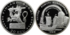 Europäische Münzen und Medaillen, Finnland / Finland. Hanse, Segelschiff. 20 Ecu 1996, Silber. Polierte Platte