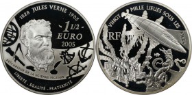 Europäische Münzen und Medaillen, Frankreich / France. Jules Verne : 20.000 Leagues Under the Sea. 1 1/2 Euro 2005, Silber. KM 1438. Proof