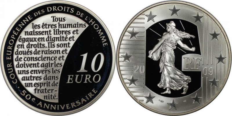 Europäische Münzen und Medaillen, Frankreich / France. 50 Jahre Erklärung der Me...