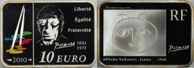 Europäische Münzen und Medaillen, Frankreich / France. Pablo Picasso. 10 Euro 2010, Sonderform. Emaille. Silber. KM 1713. Proof