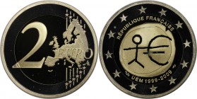 Europäische Münzen und Medaillen, Frankreich / France. 10 Jahre Europäische Währungsunion. 2 Euro 2009, Bimetall. KM 1590. Proof
