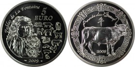 Europäische Münzen und Medaillen, Frankreich / France. Fabeln von La Fontaine - Jahr des Ochsen. 5 Euro 2009, Silber. KM 1627. Proof