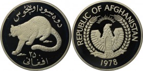 Weltmünzen und Medaillen, Afganistan. Schneeleopard. 250 Afganis 1978, Silber. 0.85OZ. KM 978. Polierte Platte