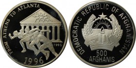 Weltmünzen und Medaillen, Afganistan. Läufer. 500 Afganis 1996, Silber. 0.64OZ. KM 1023. Polierte Platte