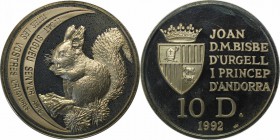 Weltmünzen und Medaillen , Andorra. 10 Diners 1992, 0.93 OZ. Silber. Polierte Platte