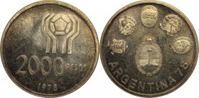 Weltmünzen und Medaillen, Argentinien / Argentina. 2000 pesos 1978, Silber. 0.43OZ. Stempelglanz