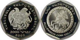 Weltmünzen und Medaillen, Armenien / Armenia. Millennium. Silberklippe zu 2000 Drams 2000, Silber. KM 88. Polierte Platte