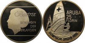 Weltmünzen und Medaillen, Aruba. Windsurfer. 25 Florin 1992, Silber. 0.74 OZ. Polierte Platte