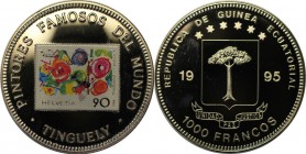 Weltmünzen und Medaillen, Äquatorial Guinea / Equatorial Guinea. Jean Tinguely. 1000 Francos 1995, Kupfer-Nickel. KM 93. Polierte Platte