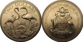 Weltmünzen und Medaillen, Bahamas. 2 Dollars 1974. Stempelglanz