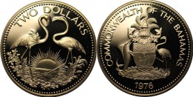 Weltmünzen und Medaillen, Bahamas. 2 Dollars 1976, 0.93 OZ. Silber. Polierte Platte