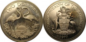 Weltmünzen und Medaillen, Bahamas. 2 Dollars 1977, 0.93 OZ. Silber. Polierte Platte