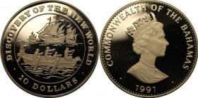 Weltmünzen und Medaillen, Bahamas. 10 Dollars 1991, 0.84 OZ. Silber. Polierte Platte