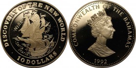 Weltmünzen und Medaillen, Bahamas. 10 Dollars 1992, 0.84 OZ. Silber. Polierte Platte
