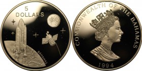 Weltmünzen und Medaillen, Bahamas. 5 Dollars 1994, Silber. 1.0 OZ. Polierte Platte