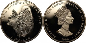 Weltmünzen und Medaillen, Bahamas. 1 Dollar 1996, Silber. 1.0 OZ.Polierte Platte