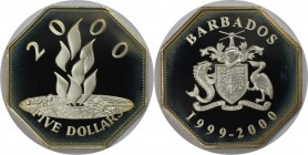 Weltmünzen und Medaillen, Barbados. Millennium. 5 Dollars 1999-2000, Silber. KM 67. Polierte Platte