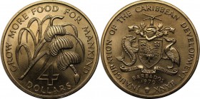 Weltmünzen und Medaillen, Barbados. 4 Dollars 1970. Stempelglanz