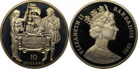 Weltmünzen und Medaillen, Barbados. 10 Dollars 1991, 0.7 OZ. Silber. Polierte Platte