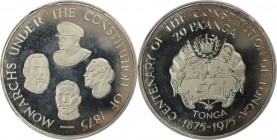 Weltmünzen und Medaillen, Tonga. King Taufa'ahau Tupou IV - 100 Jahre Verfassung. 20 Paanga 1975, Silber. 140 g. KM 52. Polierte Platte, Randfehler