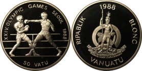 Weltmünzen und Medaillen, Vanuatu. 50 Vatu 1988, Silber. 1.01 OZ. Polierte Platte
