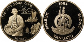 Weltmünzen und Medaillen, Vanuatu. 20 Vatu 1994, Silber. 0.32 OZ. Polierte Platte