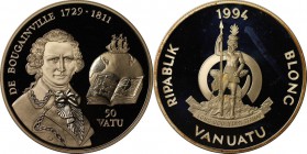 Weltmünzen und Medaillen, Vanuatu. 50 Vatu 1994, Silber. 0.94 OZ. Polierte Platte