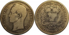 Weltmünzen und Medaillen, Venezuela. Gram 25 1886, Silber. 0.72 OZ. Schön
