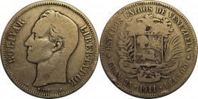 Weltmünzen und Medaillen, Venezuela. Gram 25 1911, Silber. 0.72 OZ. Schön
