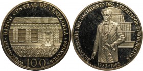 Weltmünzen und Medaillen, Venezuela. 100 Bolivares 1983, Silber. 0.9 OZ. Polierte Platte