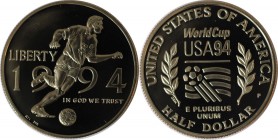 Weltmünzen und Medaillen , Vereinigte Staaten / USA / United States. XV.Fußball - Weltmeisterschaft. 1/2 Dollar 1994. Polierte Platte, Zertifikat.