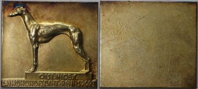 Medaillen und Jetons, Hundesport / Dog sports. Österreich Greyhound Club. Medaille ND. Plakette 32 x 36 mm. Vergoldete-Br. Vorzüglich-stempelglanz