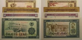 Banknoten, Albanien / Albania . 3 Leke 1976, P.41a, 5 Leke 1976, P.42a, 5 Leke 1964, P.35,10 Leke 1976, P.043a. 4 Stück. II-IV