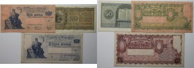 Banknoten, Argentinien / Argentina. 5 Centavos 27.03.1947, 1 Peso 27.03.1947, 5 Pesos ART. 36-LEY 12.155.1935-1947. II-III