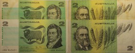 Banknoten, Australien / Australia. 2 Dollars1979, P.043c, 2 Dollars1985, P.043e. 2 Stück. II-III