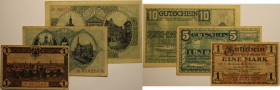 Banknoten, Deutschland / Germany. Notgeld Stadt Mühlhausen (Provinz Sachsen, Thüringischer Teil/Thüringen). 1, 5, 10 Mark 1918-19. 3 Stück. Geiger 364...