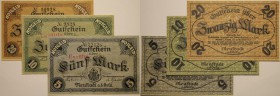Banknoten, Deutschland / Germany. Notgeld Neustadt a.d. Orla (Sachsen - Weimar-Eisenach / Thüringen). 5, 10, 20 Mark 1918. 3 Stück. G: 379.1b, 2b, 3b....