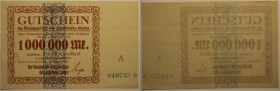 Banknoten, Deutschland / Germany. Notgeld, Hannover-Linden Gutschein. Kreissparkasse des Landkreises Linden. 1 Million Mark 1923. Serie A. II