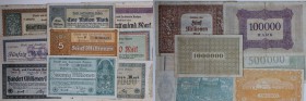 Banknoten, Deutschland / Germany. Notgeld, Stadt Und Landkreis Aachen. 100 000 Mark, 100 Millionen Mark 1923. 9 Stück. III
