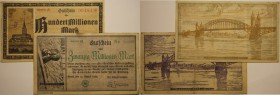 Banknoten, Deutschland / Germany. Notgeld Beuel. 100 Millionen Mark, 200 Millionen Mark 1923. Keller 389.b. 2 Stück. III